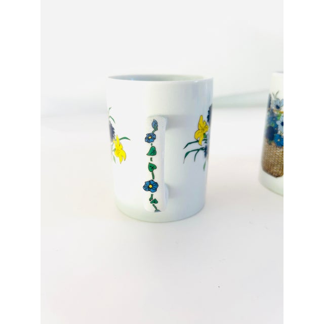 1990s Nantucket Basket Floral Design by Artists Greg & Judi Hill Tea or Coffee Mugs - Set of 4 For Sale - Image 4 of 4