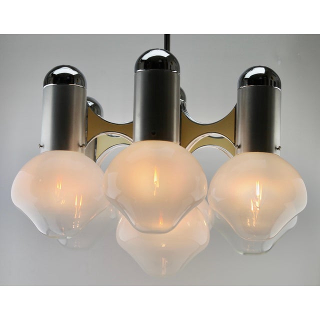Glass Chrome and Opaline Glass Globes Chandelier from Sciolari For Sale - Image 7 of 17