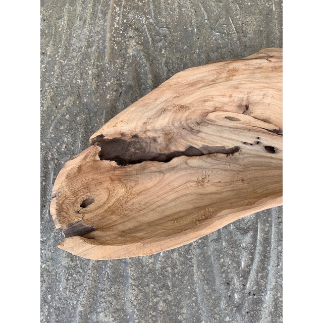 Rustic Vintage Folk Art Hand Carved Driftwood Whale Serving Tray For Sale - Image 3 of 10