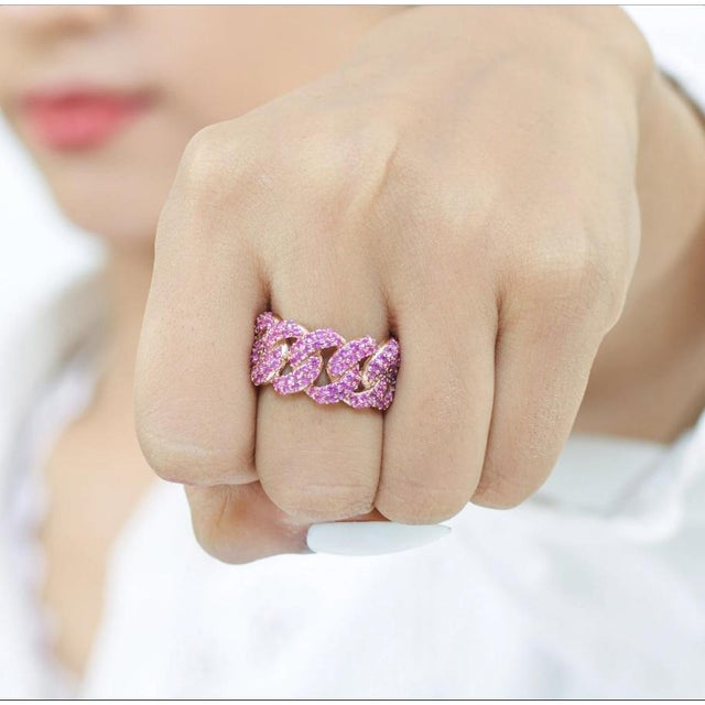 Pink Natural 4.48 cts pink sapphire ring in 18k gold For Sale - Image 8 of 18