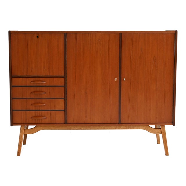 Danish Highboard in Teak and Mahogany, 1950s For Sale