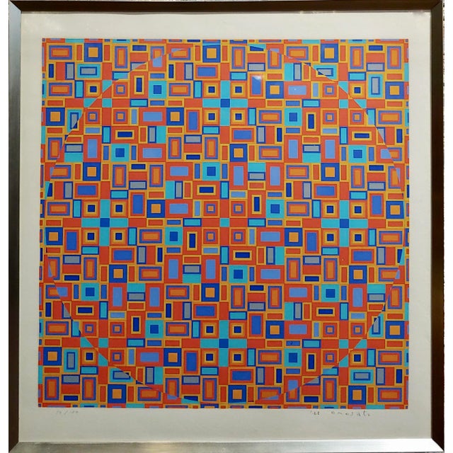 Tohsinobu Onosato-Movement of Circles-Original 1968 Lithograph-Signed paper under glass -signed,dated & numbered -59/150...