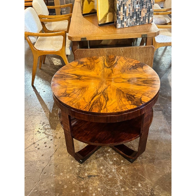 Art Deco Italian Mid-Century Art Deco Style Walnut Table For Sale - Image 3 of 6