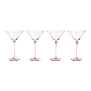 Malden 4-Piece Set Optic Martini Glasses, Pink For Sale