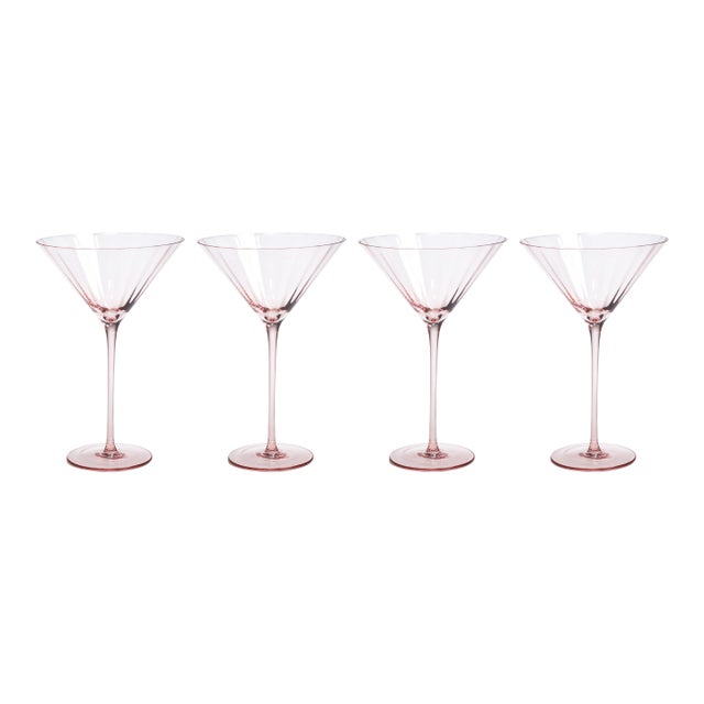 Malden 4-Piece Set Optic Martini Glasses, Pink For Sale