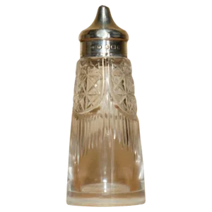 Antique Sterling Silver & Cut Glass Crystal Salt Shaker from John Grinsell & Sons, 1909
