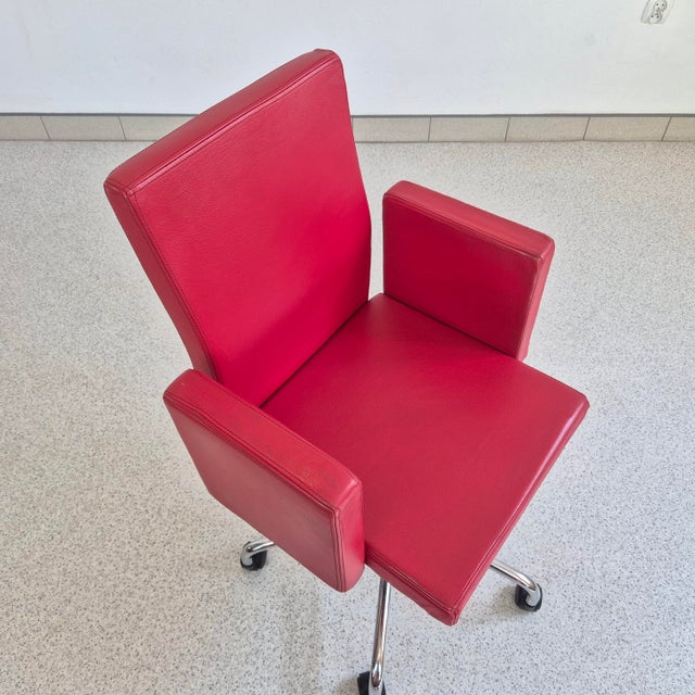 Red Leather Office Chair Bulo Pub & Club by Luc Vincent, 2000s For Sale - Image 11 of 14