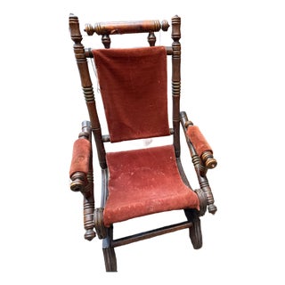 Antique Victorian Child's Platform Rocking Chair For Sale