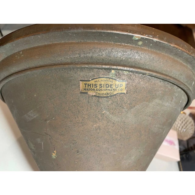 Metal 1920s Rare Large Major Equipment Co. Industrial Red Glass Brass Flood Lamp Light For Sale - Image 7 of 14