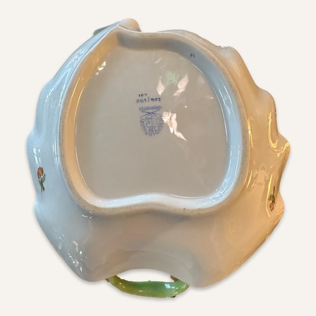 Herend 1980s Herend Leaf Form Dish With Hand-Painted Floral Decoration For Sale - Image 4 of 9