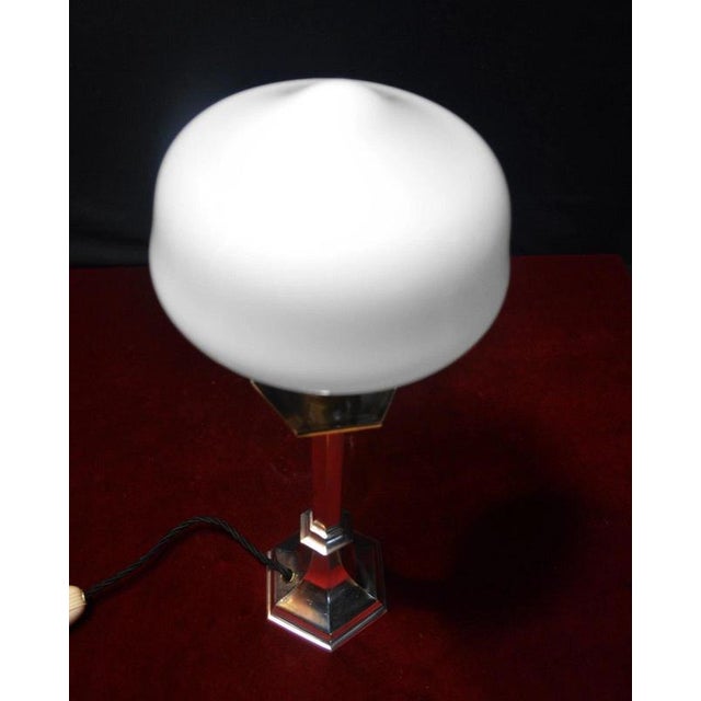 French Art Deco Silver-Plated Table Lamp with Opaline Glass Shade, 1920s For Sale - Image 4 of 18