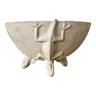 Vintage Boho Cast Lizard Ceramic Bowl For Sale