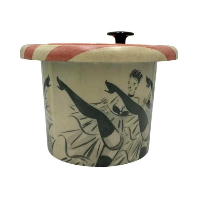 Plastic Vintage Jaro Fabry Moulin Rouge Can Can Dancers Ice Bucket For Sale - Image 7 of 12