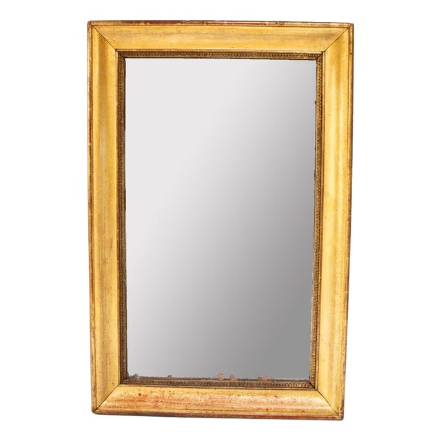 Antique French Rectangular Gilded Wood Mirror, 1850 For Sale