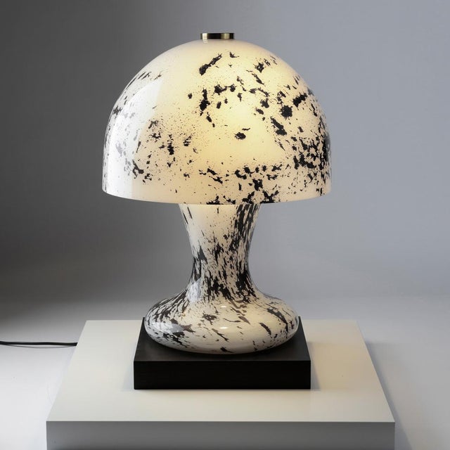 Mid-Century Modern Mid-Century Modern White Hand-Blown Mushroom Glass Table Lamp from Süssmuth, 1960s For Sale - Image 3 of 10