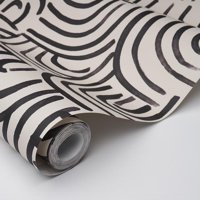 Schumacher SAMPLE - Schumacher x Backdrop New Beat Wallpaper In Carbon For Sale - Image 4 of 4