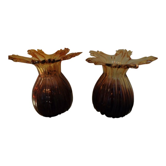 Pair of Mid-Century Glass Vases For Sale