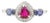 14k White Gold Sapphire Ruby Pear Halo Diamond Ring Size 7 For Sale