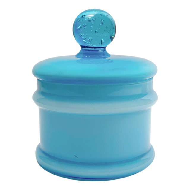 Cased Pale Blue Glass Apothecary Jar by Carlo Moretti, Italy, 1960s For Sale