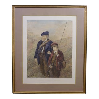 Antique William Wellstood Steady Johnnie Fishing Engraving After Erskine Nicol For Sale