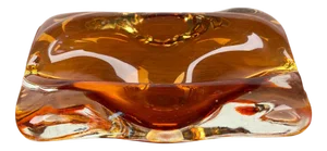 Vintage Amber Coloured Art Glass Ashtray or Bowl, 1970s