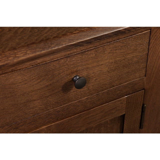 2020s Mission White Oak 1 Drawer 1 Door Inlay End Table - Walnut Stain For Sale - Image 5 of 10