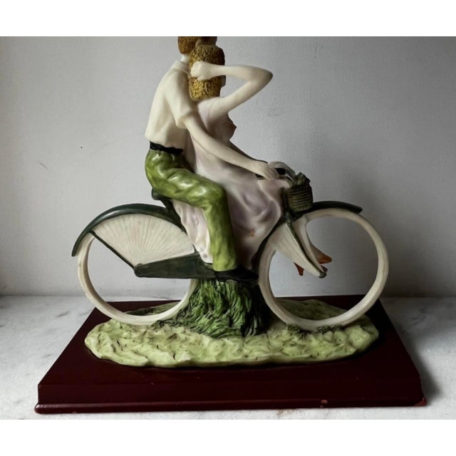 Vintage Italian Art Sculpture Santini Man Woman Romantic Couple Bicycle… For Sale - Image 18 of 18