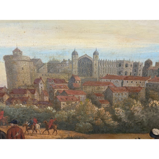 Large Mid 19th Century Oil Painting King George III Returning From Hunting Before Windsor Castle After James Pollard (1792–1867) For Sale - Image 10 of 18
