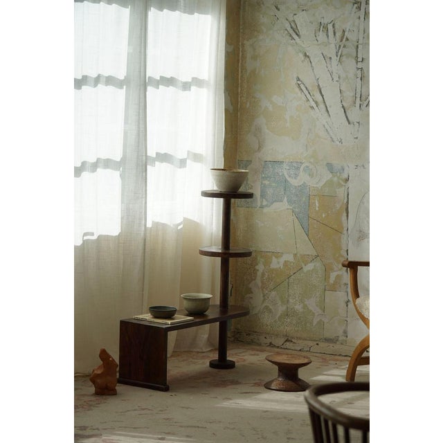 Decorative and multifunctional art deco side table / pedestal in birch. Made in the 1940s by a Danish cabinetmaker. A...