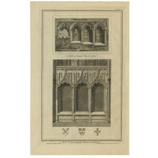 Cathedral Gothic Architecture Engraving, 1790, Paper For Sale