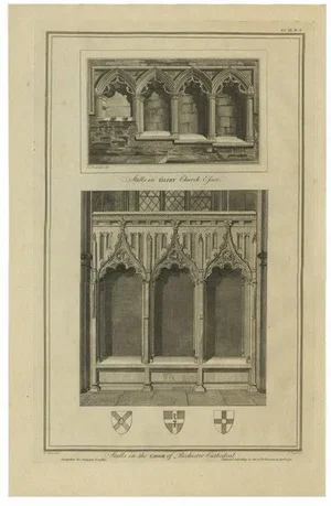 Cathedral Gothic Architecture Engraving, 1790, Paper