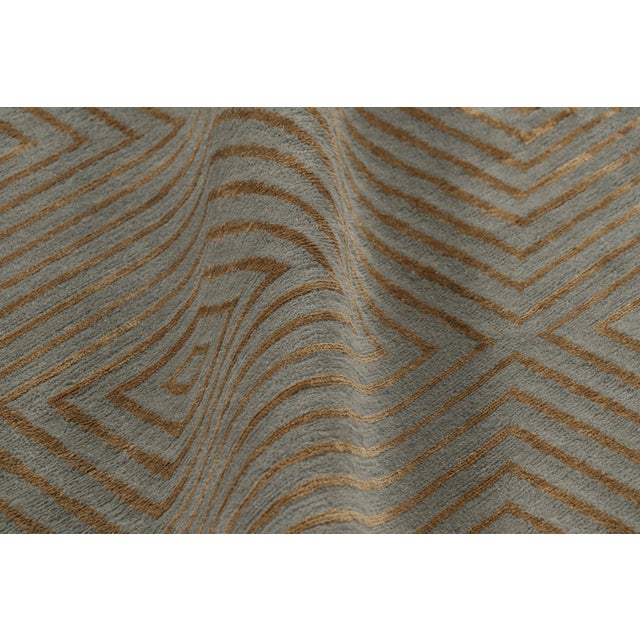 Textile Rug & Kilim’s Cubist Style Rug in Gray With Bronze Geometric Patterns “Dorian” For Sale - Image 7 of 8