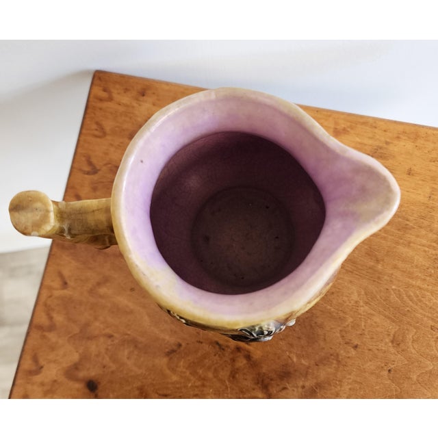 19th Century Majolica Jug With Birds and Bamboo Handle For Sale - Image 9 of 10