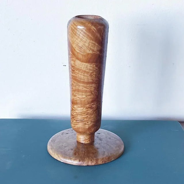 Wood Hand-Turned Vase in Burled-Wood For Sale - Image 7 of 7