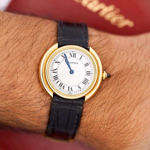 1970s Cartier Vendôme 33mm 78091 18k Gold Automatic Watch For Sale - Image 11 of 13