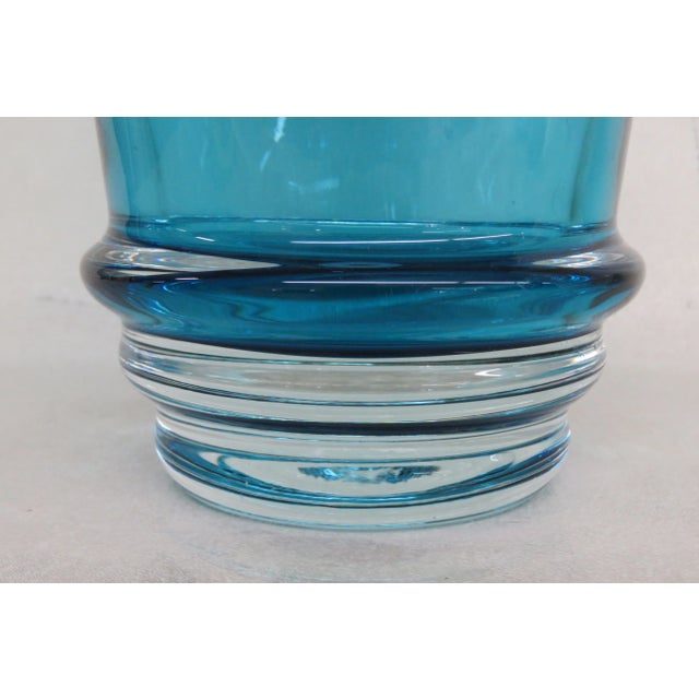 Marquis by Waterford Crystal Blue 16 Inches Mid Century Tall Vase For Sale In Miami - Image 6 of 12