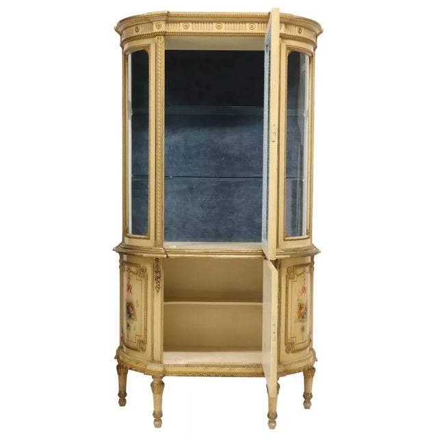 E 1900s Antique, Italian, Venetian, Paint-Decorated, Glazed, Vitrine Cabinet For Sale - Image 4 of 7