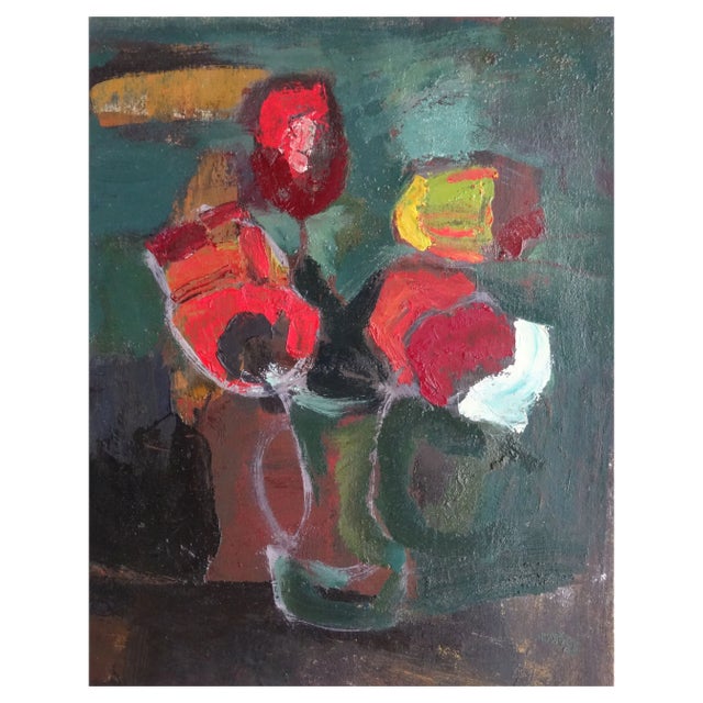 Aleksandr Rodin, Tulips Bouquet, Oil on Cardboard, 1990s For Sale