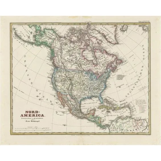 German Map of Northern America with Attractive Hand Colouring, 1864 For Sale - Image 6 of 6