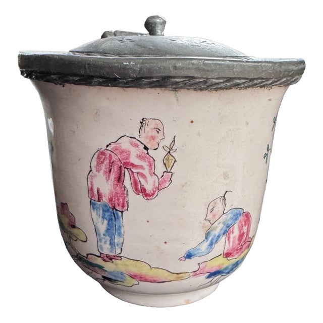 Antique Earthenware Inkwell by Veuve Perrin, 1700s For Sale