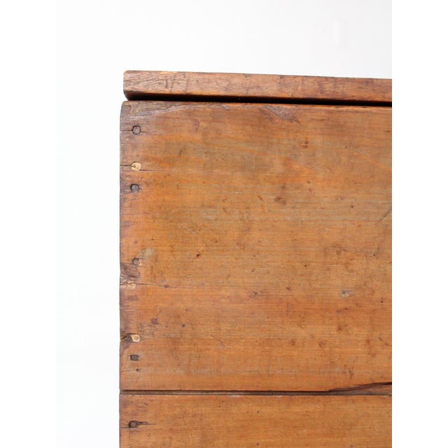 Brown Antique Primitive Wood Storage Chest For Sale - Image 8 of 18