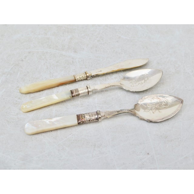 Late 19th CenturySilver-Plate Mother of Pearl Dinnerware - Set of 3 For Sale - Image 4 of 6