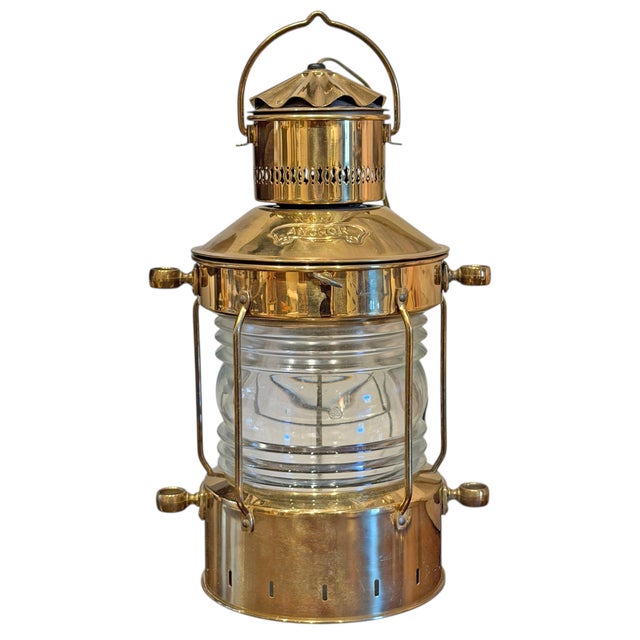 Cabin Mid 20th Century Brass Ship's Lantern Pendant Light For Sale - Image 3 of 16