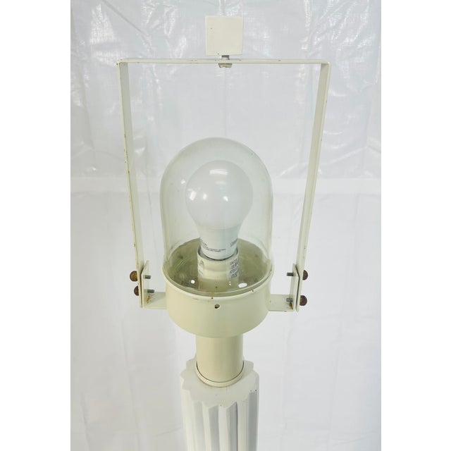 Vintage Sculptural White Floor Lamp With Fluted Column Base For Sale - Image 10 of 16