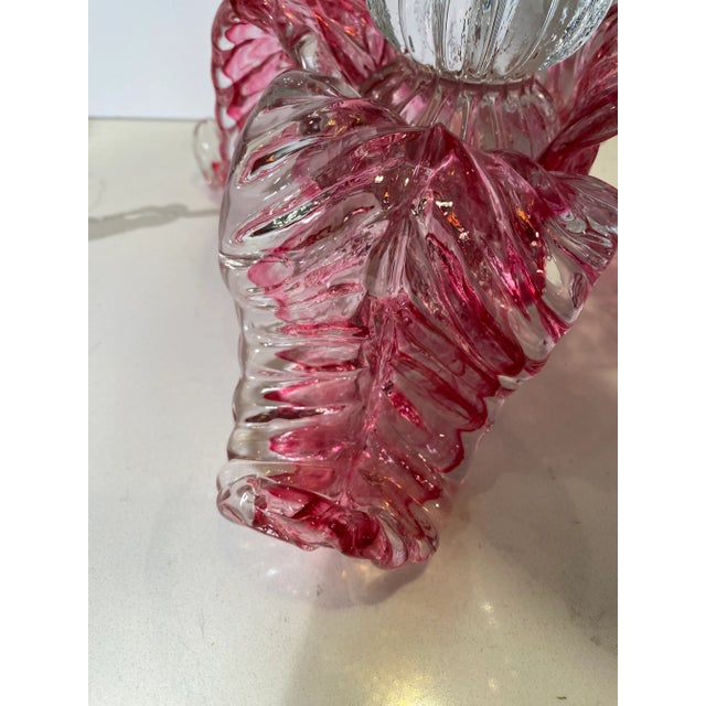 Late 20th Century Yellow and Pink Vintage Art Glass Epergne For Sale - Image 5 of 10