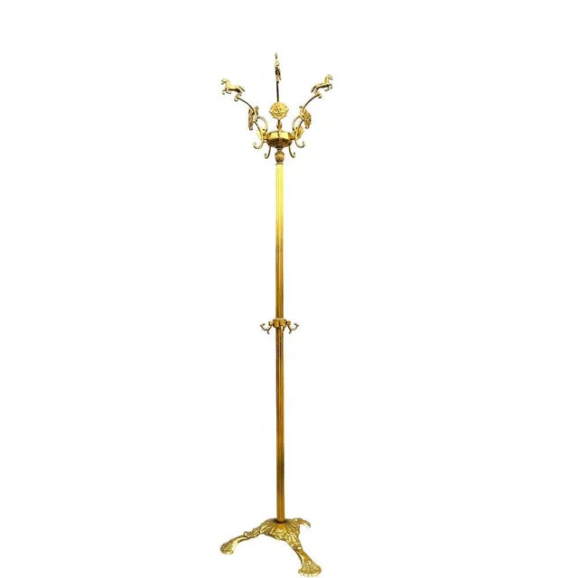 Victorian Style Brass Free Standing Coat Rack with Horses Decoration, 1960s For Sale - Image 12 of 12