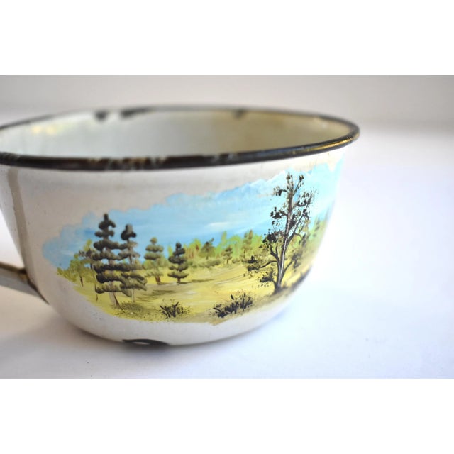 Early 20th Century Early 20th Century Antique Early Hand-Painted Tole Enamel Camping Mug For Sale - Image 5 of 8