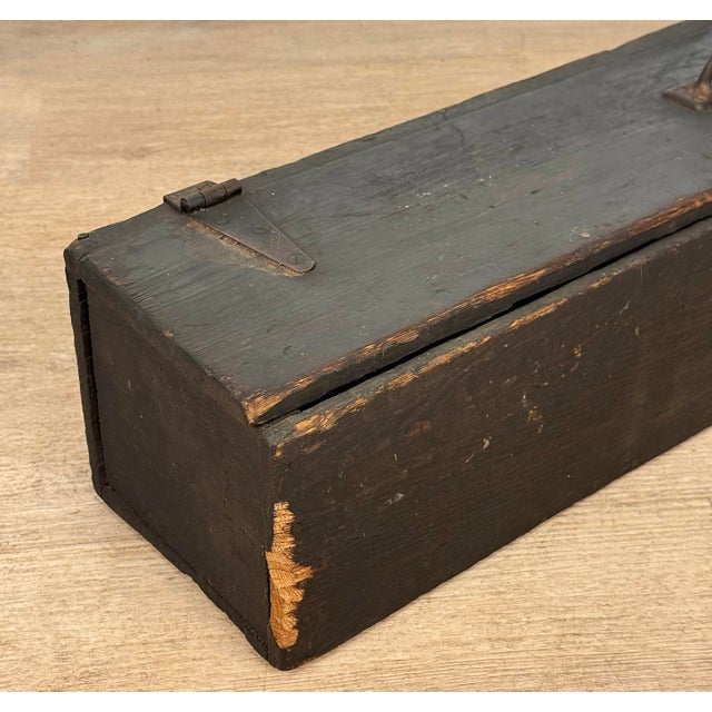 Antique 29" Farmhouse Wood Machinist Chest Tool Storage Box For Sale - Image 12 of 13