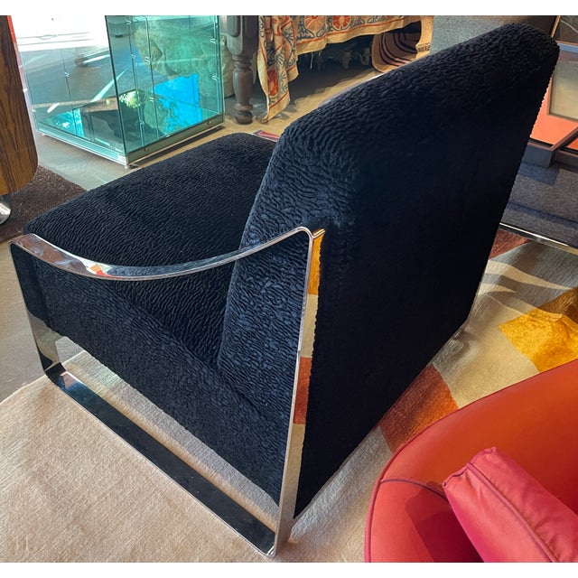 Contemporary Custom Designed Chair in Polished Nickel With Plush Custom Upholstery For Sale - Image 3 of 11