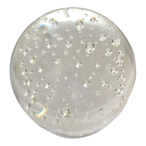 Vintage Blown Controlled Bubbles Murano Style Art Glass Transparent Paper Weight, Italy